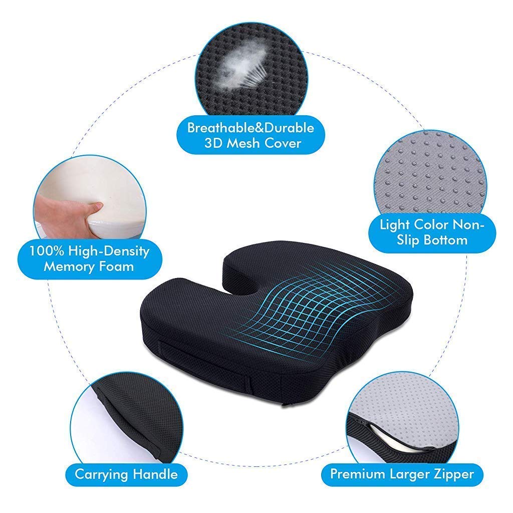 Everlab Fabric Gel Enhanced Memory Foam Pillow Seat Cushion