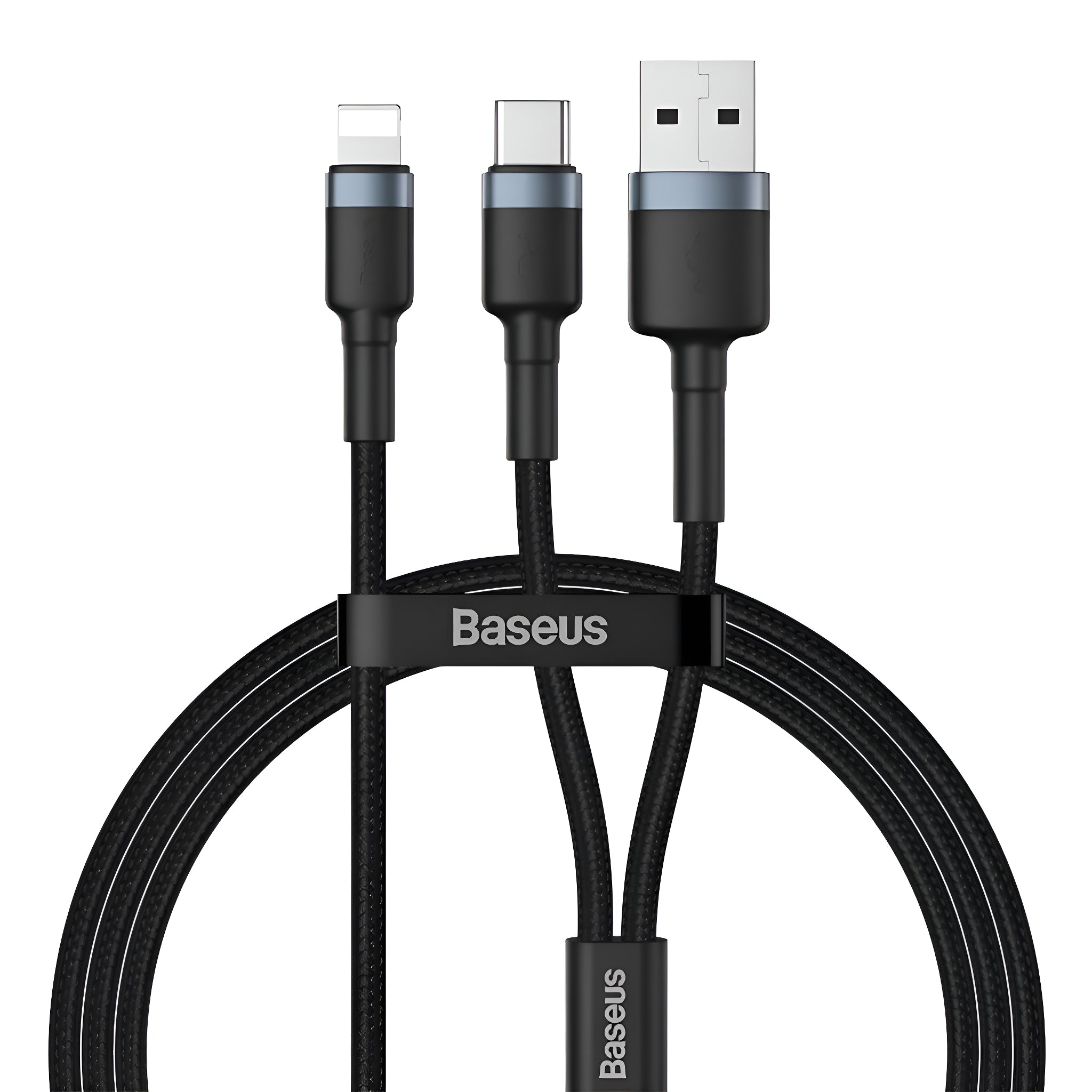 Baseus 18W PD USB & Type C To Lightning Charging Cable Cafule Dual Cord Series For iPhone iPad - (1.2M, Black+Grey)