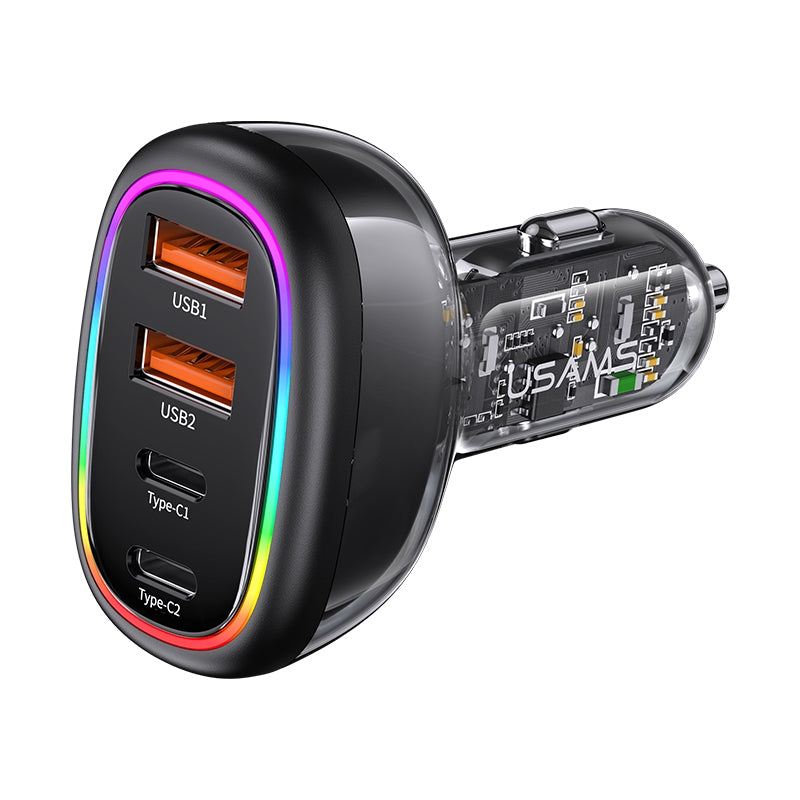 Usams 120W 4 Port USB & Type C Fast Car Charger USB Quick Charger QC3.0 Adapter