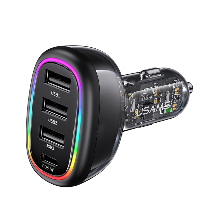 Usams 48W 4 Port USB & Type C Fast Car Charger USB Quick Charger QC3.0 Adapter