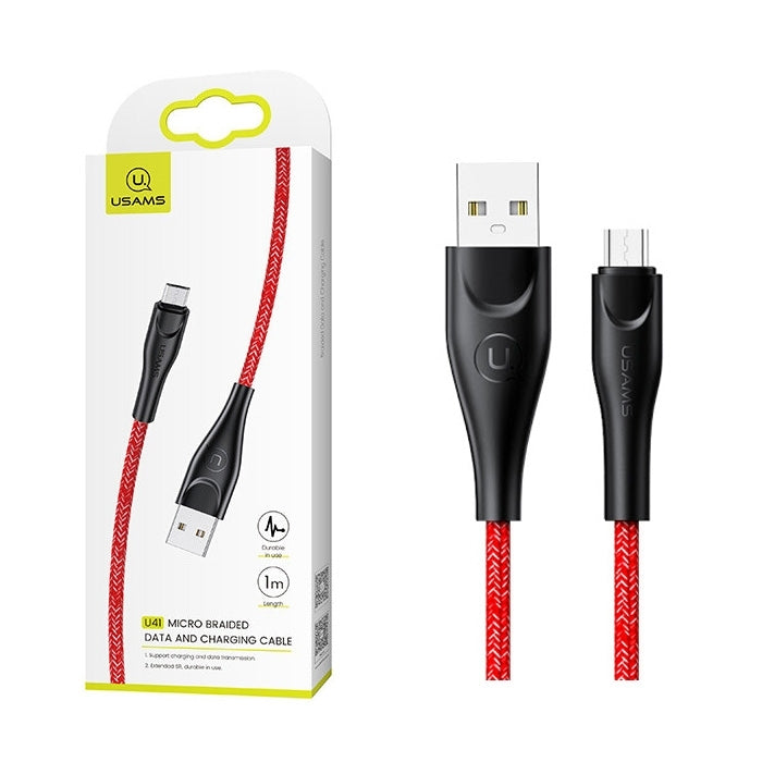 USAMS Smart Braided Micro USB Charger Charging Cable Data Cord Android Samsung - 1m