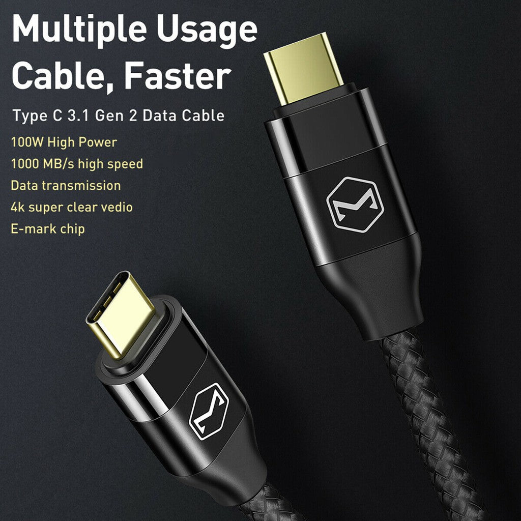 Mcdodo Gold Plated 100W USB Type C To Type C Cable, New Nylon Charger Cable, For iPhone 15/15 Pro/15 Plus/15 Pro Max, iPad Mini 6/ Pro 2021, MacBook Pro 2020, Samsung Galaxy S23, Nintendo Switch