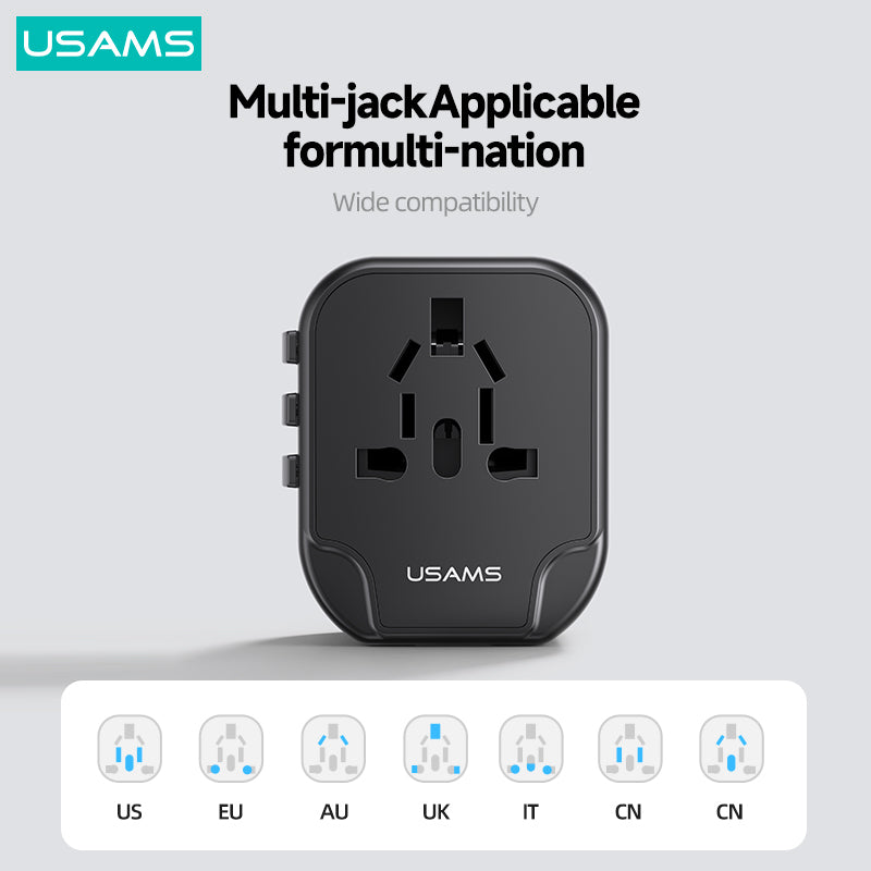 USAMS 12W Universal International Travel Plug 3 USB Power Adapter (US/AU/EU/UK)