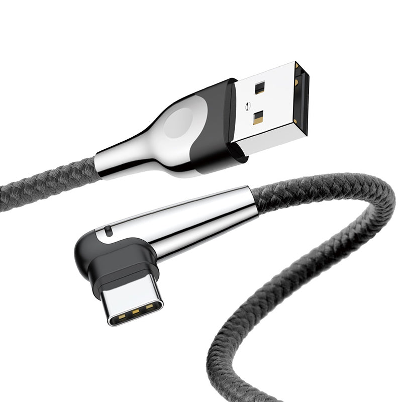 Baseus 90 Degree Mobile Game Charging Cable Data Cord For USB Type-C (1M, Black)