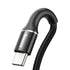 Baseus USB To Type C 3A LED Braided Charging Charger Data Cord Cable For Samsung iPad (Black)