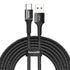 Baseus USB To Type C 3A LED Braided Charging Charger Data Cord Cable For Samsung iPad (Black)